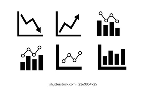 Graph Icon Set. Vector isolated black and white editable set of graph and bars illustrations