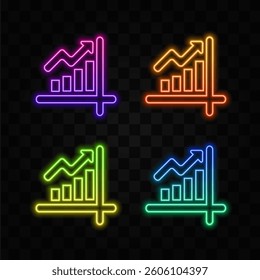 graph icon symbol image for data statistics analysis illustration. neon style..
