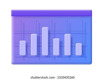 Graph Icon in trendy 3d style isolated on white  background. Chart bar symbol for your web site. Diagram increase money growth icon. 3d vector illustration.