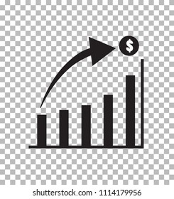 Graph Icon in trendy flat style isolated on transparent background. Chart bar symbol for your web site design, logo, app, UI. growing bar graphic sign.