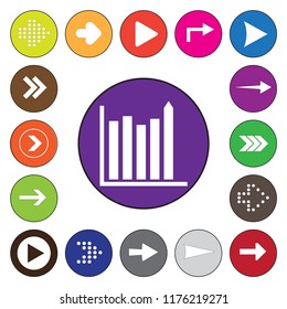 Graph Icon in trendy flat style isolated on blue square. Vector illustration, EPS10.