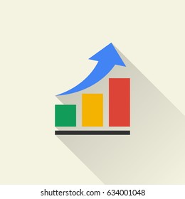 Graph Icon in trendy flat style. Chart bar symbolVector illustration. Business collection