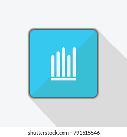 Graph Icon in trendy flat style isolated on blue square UI. Vector illustration, EPS10.