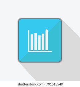 Graph Icon in trendy flat style isolated on blue square UI. Vector illustration, EPS10.