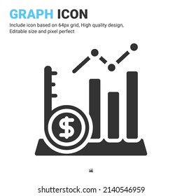 Vector de icono gráfico con estilo de glifo aislado en fondo blanco. Icono de símbolo de signo de ilustración de vector para negocios digitales, finanzas, industria, empresa, aplicaciones, web y proyecto