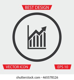 Graph Icon - Vector illustration of graph icon in circle on gray background. Diagram Icon. Chart Icon. Data Icon. Arrow Icon.