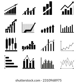 Conjunto de vectores de icono de gráfico. colección de signos de ilustración de diagrama. Símbolo de beneficio o logotipo.