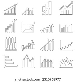 Graph icon vector set. Diagram illustration sign collection. Profit symbol or logo.