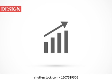 Graph Icon vector in trendy flat style isolated on gray background. Chart bar symbol for your web site design,Graph Icon vector logo, app, UI Growing bar graph icon in flat style. Graph Icon vector 