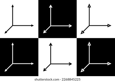 Icono de gráfico. Sistema de coordenadas XYZ con flechas de dirección. Símbolo de matemáticas, geometría, física y otras ciencias.