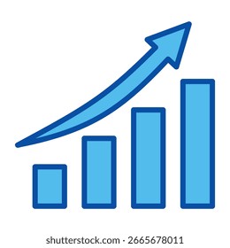 Graph Icons In Blue Style, Vector Illustration