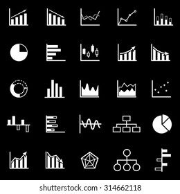Graph icons on black background, stock vector