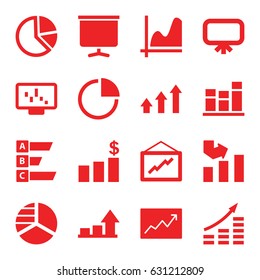Graph icons set. set of 16 graph filled icons such as board, pie chart, chart, statistic, money chart