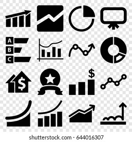 Graph icons set. set of 16 graph filled icons such as board, line chart, chart, statistic, medal