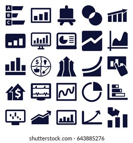 Graph icons set. set of 25 graph filled icons such as board, circle intersection, heartbeat, line chart, chart, statistic, marketing, arrows up