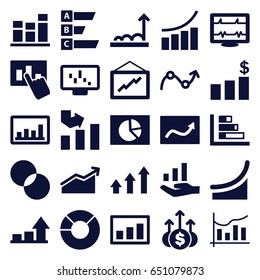 Graph icons set. set of 25 graph filled icons such as circle intersection, heartbeat, chart, statistic, pie chart, money chart
