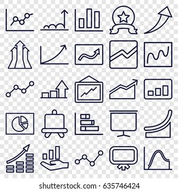 Graph icons set. set of 25 graph outline icons such as board, line chart, chart, arrows up, medal, arrow up, money growth