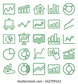 Graph icons set. set of 25 graph outline icons such as board, pie chart, line chart, chart