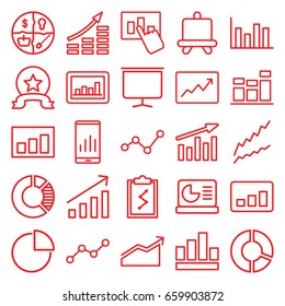 Graph icons set. set of 25 graph outline icons such as board, chart, pie chart, medal, money growth