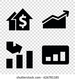 Graph icons set. set of 4 graph filled icons such as graph, chart