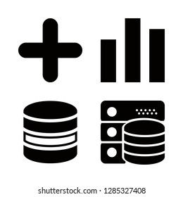 graph icons set with bar chart, database and add vector set