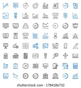 graph icons set. Collection of graph with bar graph, percentage, profits, bank, pyramid, chart, calculating, presentation, sketch, strategy. Editable and scalable icons.