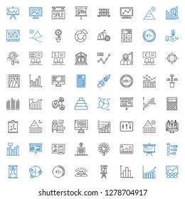 graph icons set. Collection of graph with chart, bar chart, presentation, gold, percentage, pie chart, time is money, growth, research, bank. Editable and scalable graph icons.