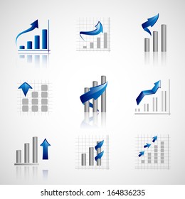 Graph Icons Set - Isolated On Gray Background - Vector Illustration, Graphic Design Editable For Your Design.