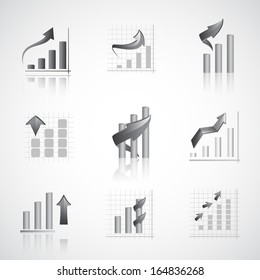 Graph Icons Set - Isolated On Gray Background - Vector Illustration, Graphic Design Editable For Your Design.
