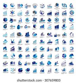 Graph Icons Set - Isolated On White Background - Vector Illustration, Graphic Design, Editable For Your Design   