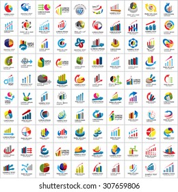 Graph Icons Set - Isolated On White Background - Vector Illustration, Graphic Design, Editable For Your Design  