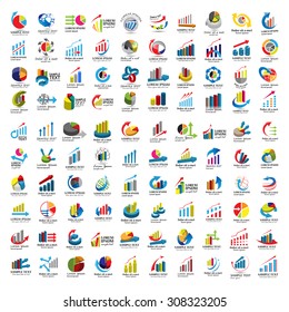 Graph Icons Set - Isolated On White Background - Vector Illustration, Graphic Design, Editable For Your Design    