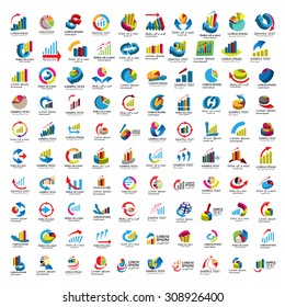 Graph Icons Set - Isolated On White Background - Vector Illustration, Graphic Design, Editable For Your Design    
