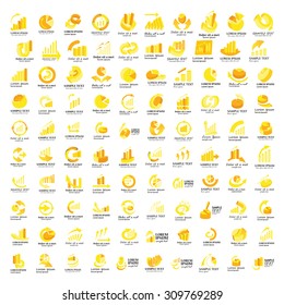 Graph Icons Set - Isolated On White Background - Vector Illustration, Graphic Design, Editable For Your Design    