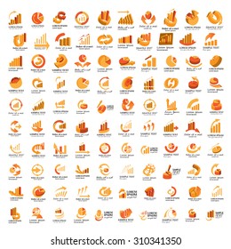 Graph Icons Set - Isolated On White Background - Vector Illustration, Graphic Design, Editable For Your Design    
