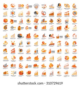Graph Icons Set - Isolated On White Background - Vector Illustration, Graphic Design, Editable For Your Design  