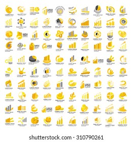 Graph Icons Set - Isolated On White Background - Vector Illustration, Graphic Design, Editable For Your Design  