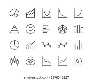 graph icons set for web and UIUX design. Vector objects isolated on a white background