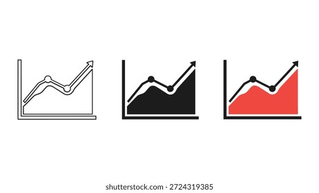 Iconos de gráficos que muestran tendencias crecientes en diferentes estilos