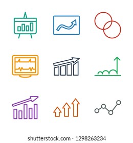 graph icons. Trendy 9 graph icons. Contain icons such as chart, heartbeat, circle intersection. graph icon for web and mobile.