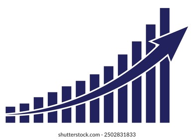 Graph with increase and growth report. Diagram with rise and gain progress. Vector illustration