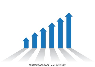 Graph with an increase and growth report. Diagram with the progress of the rise in business. Vector illustration
