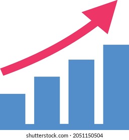 Graph increase icon design and blue 