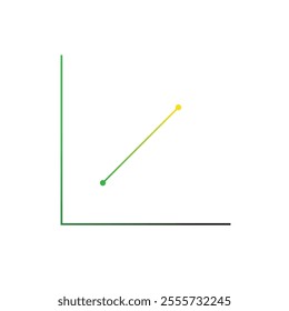 graph of increase with a ratio of 1:1. linear graph with a gradient of 1. icon of a graph of the increase in the price of goods or services.