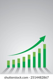 Graph with increase report and blank background. Diagram with rise progress. Vector illustration. Business concept