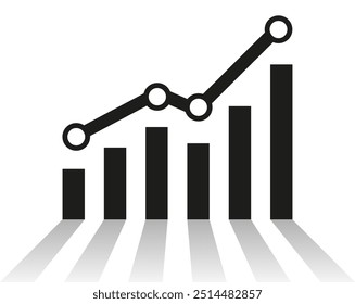 Un gráfico con un informe de aumento. Diagrama con el progreso del ascenso y la mejora en los negocios. Ilustración vectorial