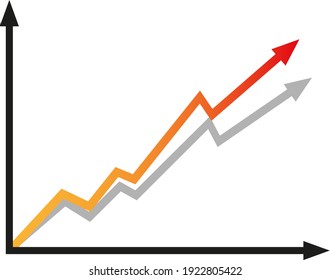 Graph with increase report. Diagram with rise and gain progress. Vector illustration