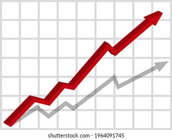 Graph with increase report. Diagram with rise and gain progress. Vector illustration