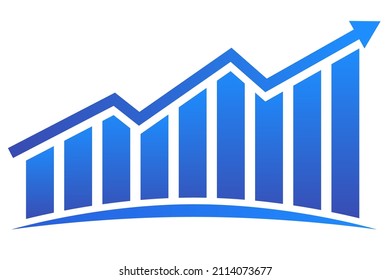 Graph with increase report. Diagram with rise and gain progress. Vector