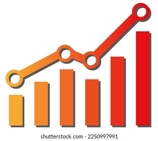 Gráfico con informe de aumento. Diagrama con crecimiento y progreso. Ilustración del vector